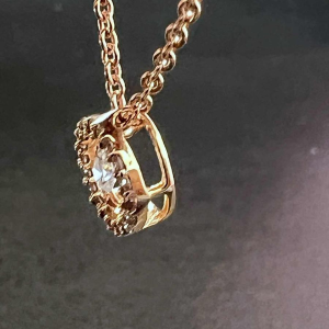 Hanger en ketting in 18 kt roségoud, diamanten 0,22 ct, DAVICE collectie, 21e eeuw