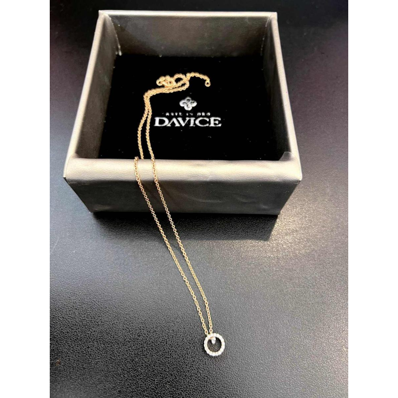 Hanger en ketting in 18 kt roségoud, diamanten 0,22 ct, DAVICE collectie, 21e eeuw