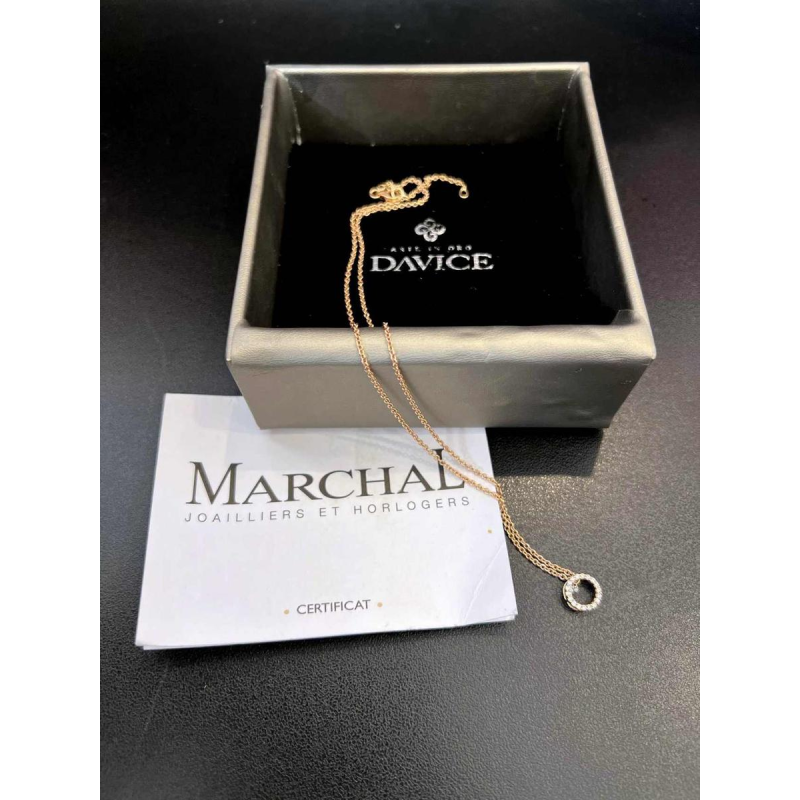 Pendant and chain in 18 ct rose gold, diamonds 0.22 ct, DAVICE collection, 21th century