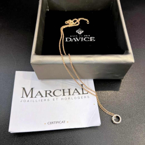 Hanger en ketting in 18 kt roségoud, diamanten 0,22 ct, DAVICE collectie, 21e eeuw