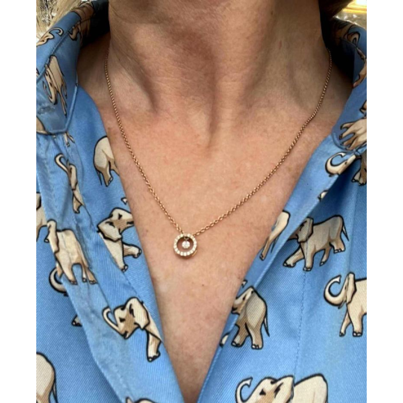 Hanger en ketting in 18 kt roségoud, diamanten 0,22 ct, DAVICE collectie, 21e eeuw