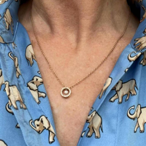 Pendant and chain in 18 ct rose gold, diamonds 0.22 ct, DAVICE collection, 21th century