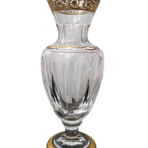 Saint Louis ‘Pompeii model’ clear and gilded crystal vase on pedestal, 20th century
