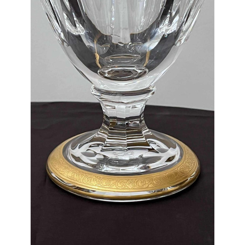 Saint Louis ‘Pompeii model’ clear and gilded crystal vase on pedestal, 20th century