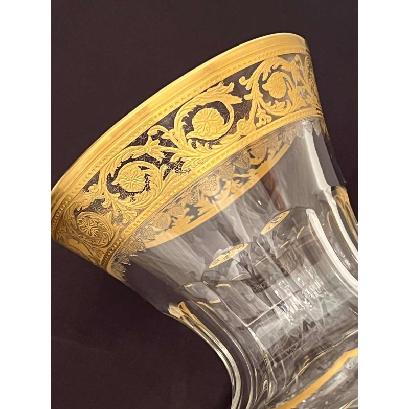 Saint Louis ‘Pompeii model’ clear and gilded crystal vase on pedestal, 20th century