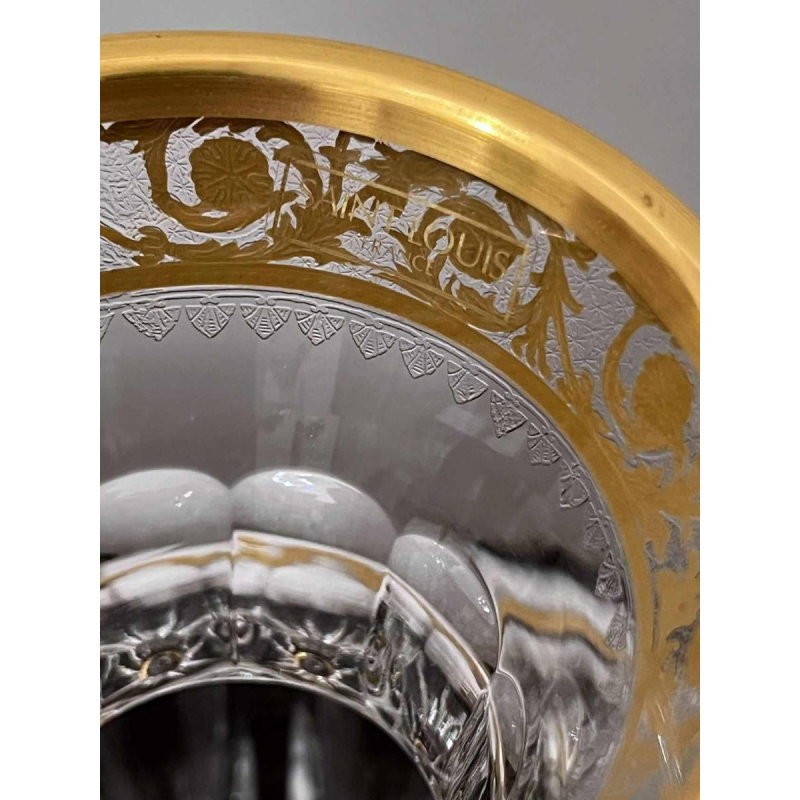 Saint Louis "Modèle Pompéi" vase en cristal clair et doré sur piédouche, 20ème siècle