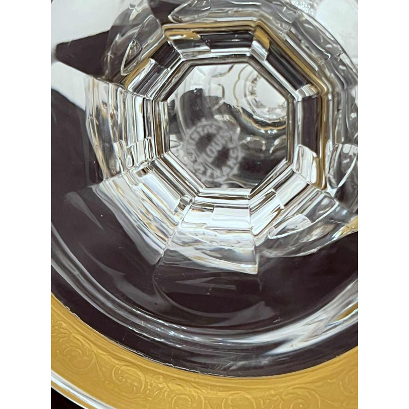 Saint Louis "Modèle Pompéi" vase en cristal clair et doré sur piédouche, 20ème siècle