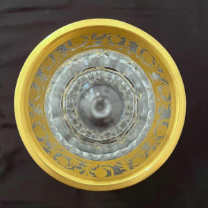 Saint Louis "Modèle Pompéi" vase en cristal clair et doré sur piédouche, 20ème siècle