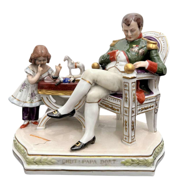 Felix Zeh pour Scheibe-Alsbach " Napoléon et son fils " groupe en porcelaine polychrome