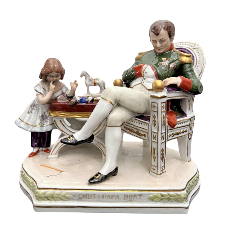 Felix Zeh voor Scheibe-Alsbach “Napoleon en zijn zoon” polychroom porseleinen groep