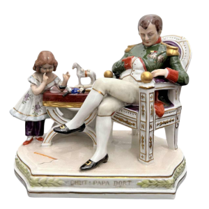 Felix Zeh pour Scheibe-Alsbach " Napoléon et son fils " groupe en porcelaine polychrome