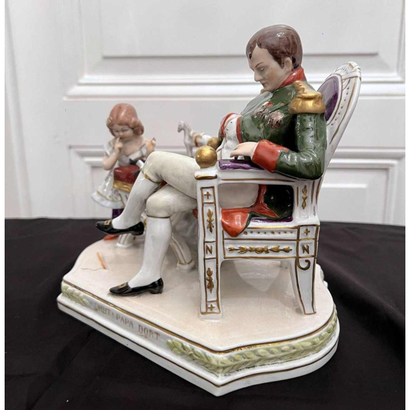 Felix Zeh pour Scheibe-Alsbach " Napoléon et son fils " groupe en porcelaine polychrome