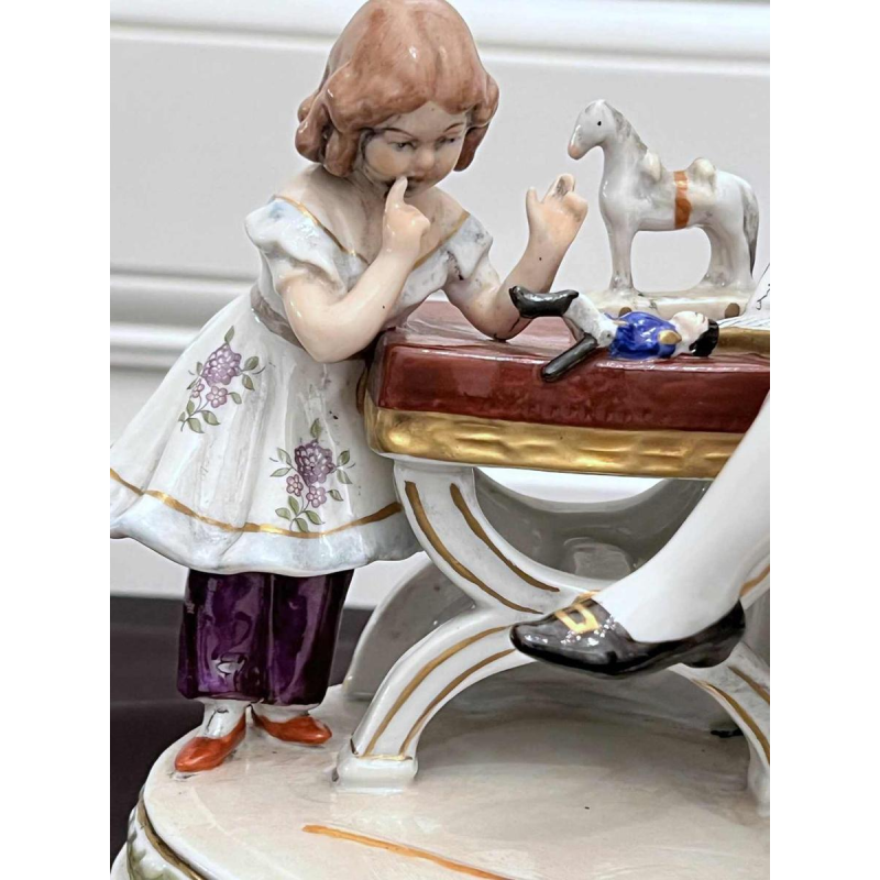 Felix Zeh pour Scheibe-Alsbach " Napoléon et son fils " groupe en porcelaine polychrome