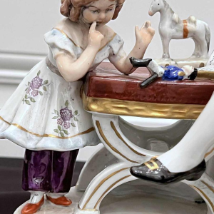 Felix Zeh pour Scheibe-Alsbach " Napoléon et son fils " groupe en porcelaine polychrome