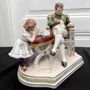 Felix Zeh pour Scheibe-Alsbach " Napoléon et son fils " groupe en porcelaine polychrome