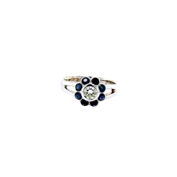 Bague en or blanc, diamants & saphirs