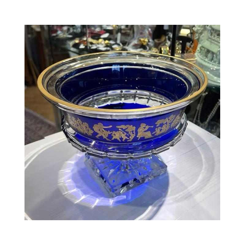 Val Saint Lambert ‘Borodine’ Danse de Flore, bowl on pedestal, cobalt blue doubled cut crystal