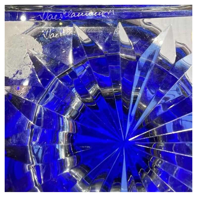 Val Saint Lambert ‘Borodine’ Danse de Flore, bowl on pedestal, cobalt blue doubled cut crystal