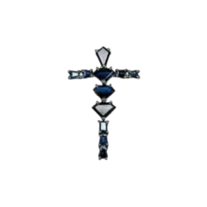 Pendentif "Croix" or et saphirs