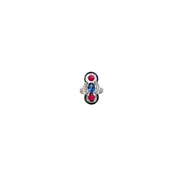 Goud, diamanten, saffier & robijn ring