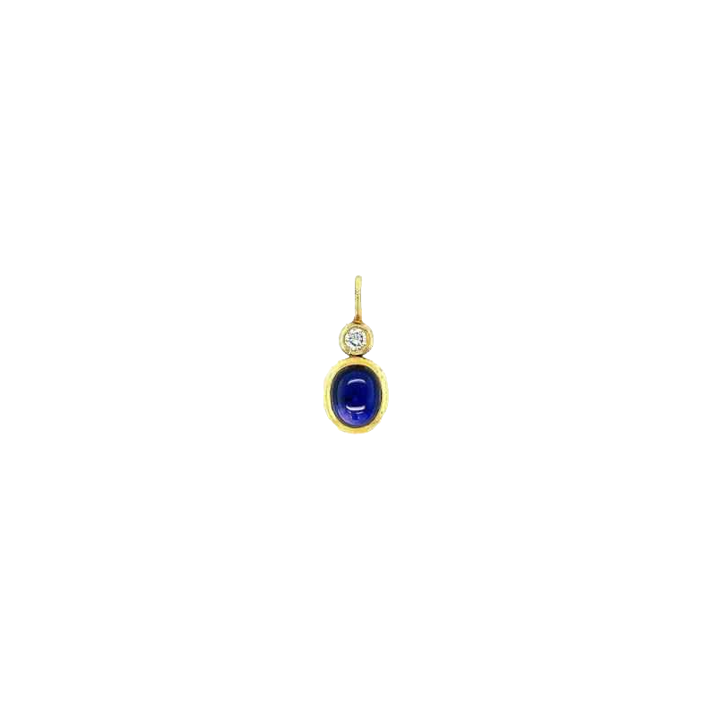 Gold, sapphire & diamond cabochon pendant