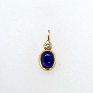 Gold, sapphire & diamond cabochon pendant