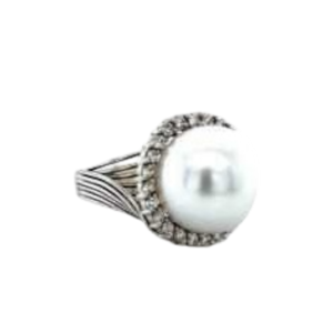 Gouden ring met parel en diamant