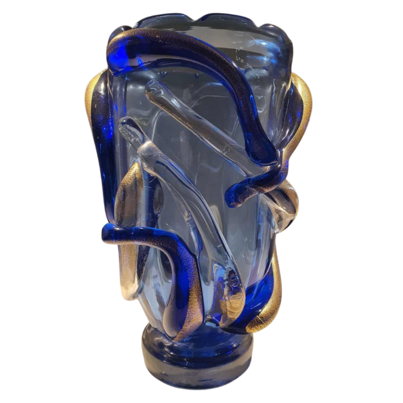 Murano, important vase en verre abstrait, fin du XXe s