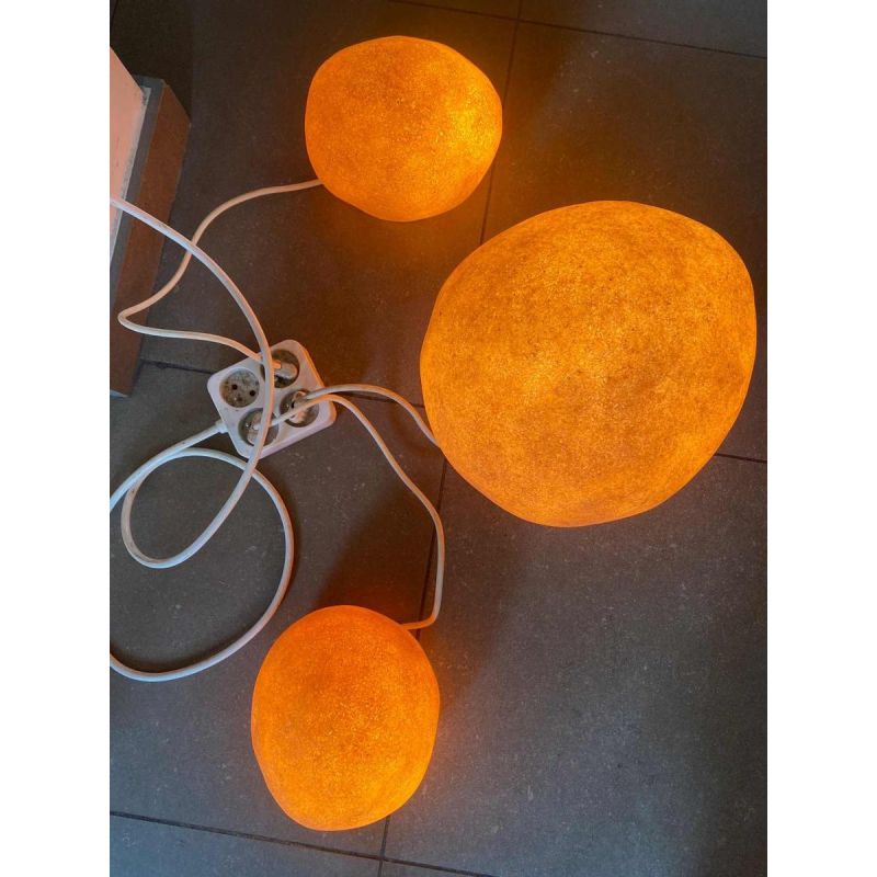 ANDRE CAZENAVE "Dora", Disderot Paris, ensemble de 3 lampes cailloux galets 1965