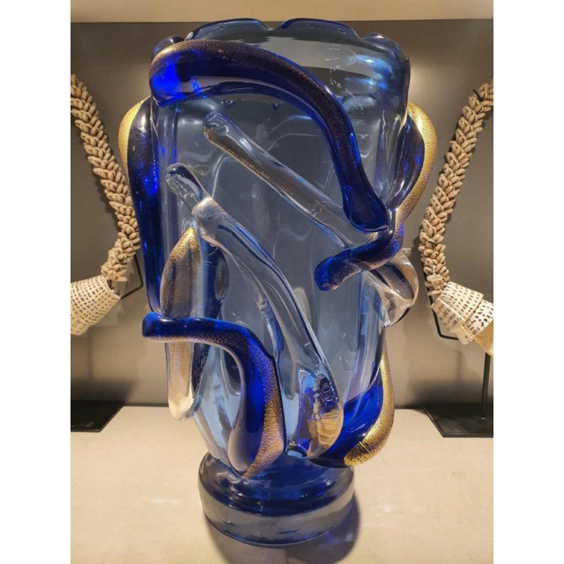 Murano, important vase en verre abstrait, fin du XXe s