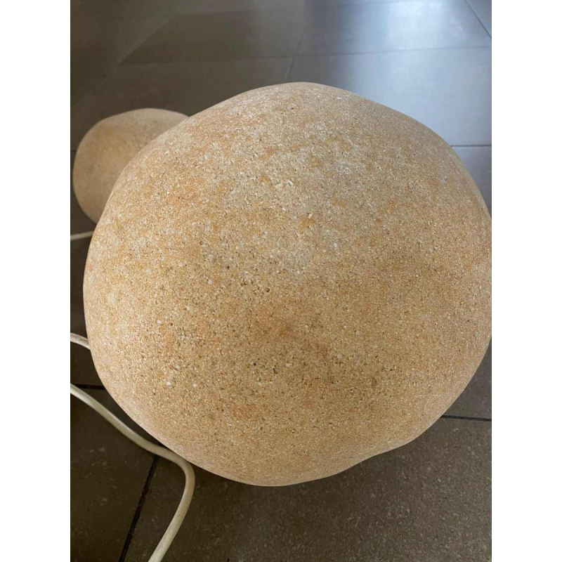 ANDRE CAZENAVE "Dora" for Disderot Paris, set of 3 moon stone rock lamps ca 1965