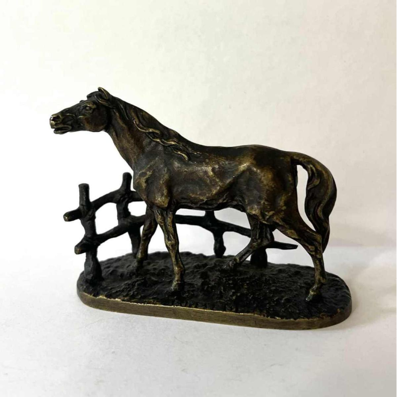 Pierre Jules MÊNE, “CHEVAL A LA BARRIERE“, Sculpture en bronze, XIXème