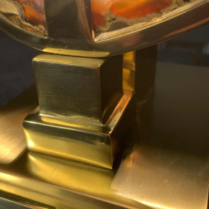 WILLY DARO (attribué), Lampe à poser Agate Géode Laiton, Hollywood Regency 1970