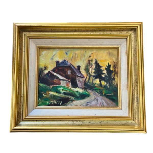 Yvonne TELLIER « Paysage de l’Ardenne » peinture à l’huile