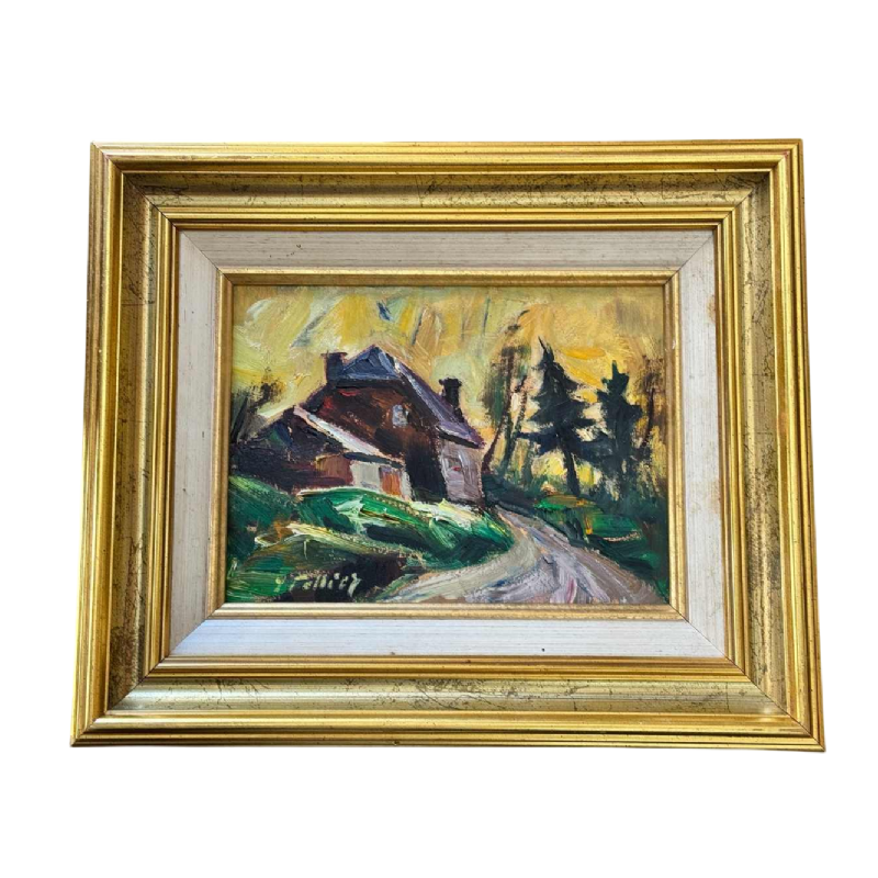 Yvonne TELLIER « Paysage de l’Ardenne » peinture à l’huile