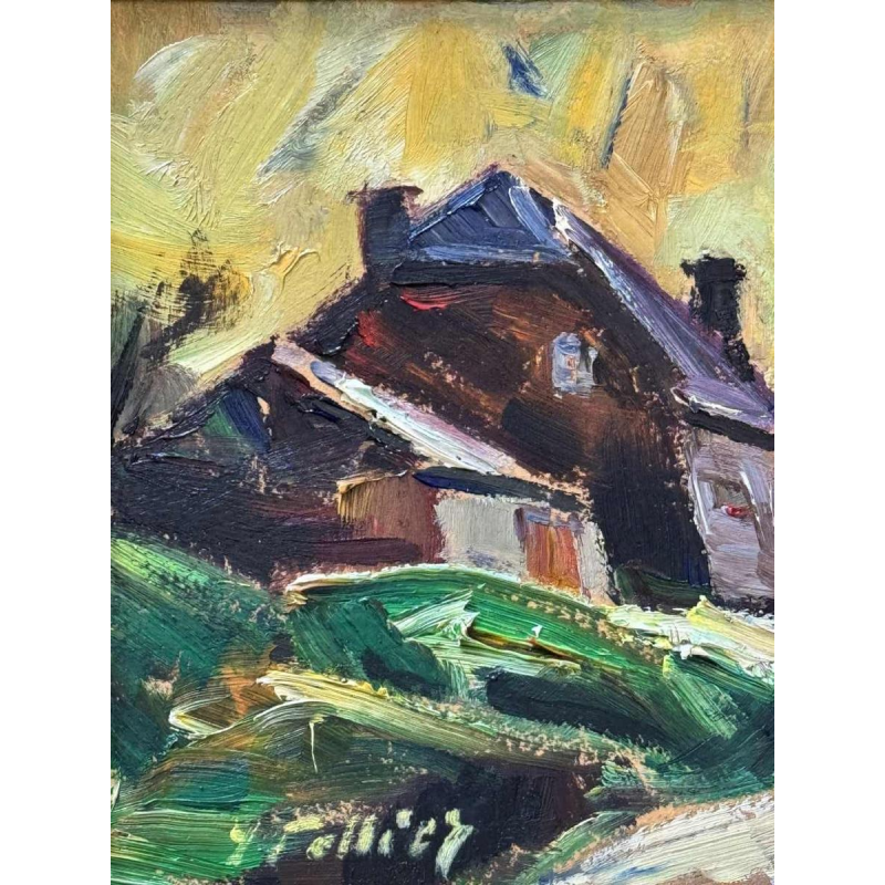 Yvonne TELLIER « Landschap van de Ardennen » schilderij olie