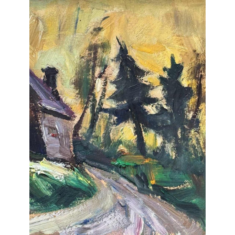 Yvonne TELLIER « Paysage de l’Ardenne » peinture à l’huile