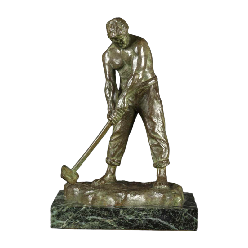 "Small Art Deco bronze statue 'The Hammerer' by Victor Demanet (1895-1964):