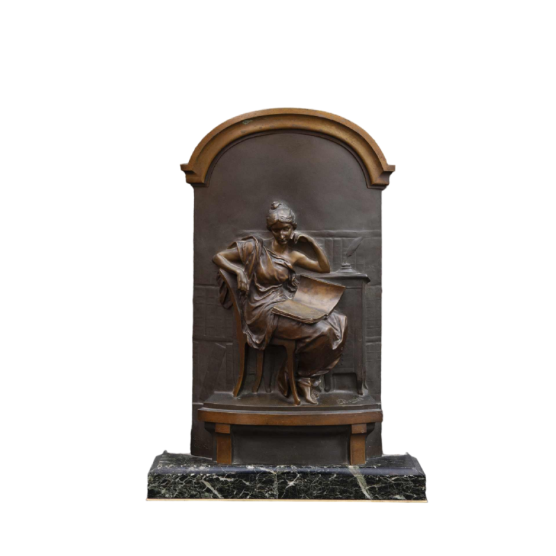 Louis-Ernest Barrias "La Liseuse", bronzen sculptuur, 19e eeuw