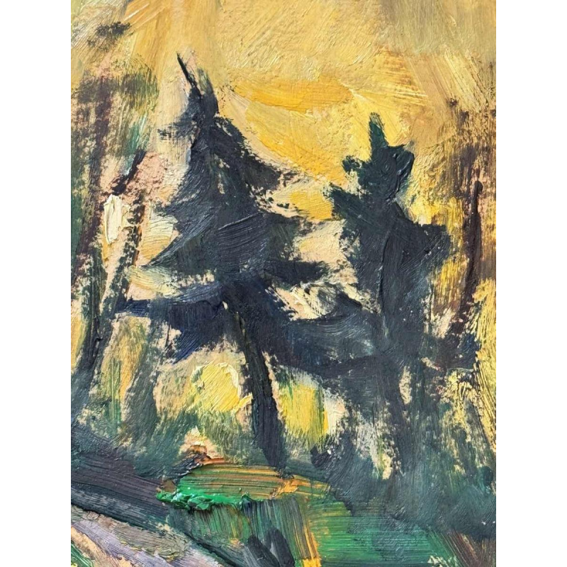 Yvonne TELLIER « Landschap van de Ardennen » schilderij olie