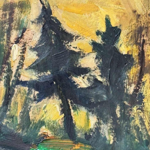 Yvonne TELLIER « Paysage de l’Ardenne » peinture à l’huile