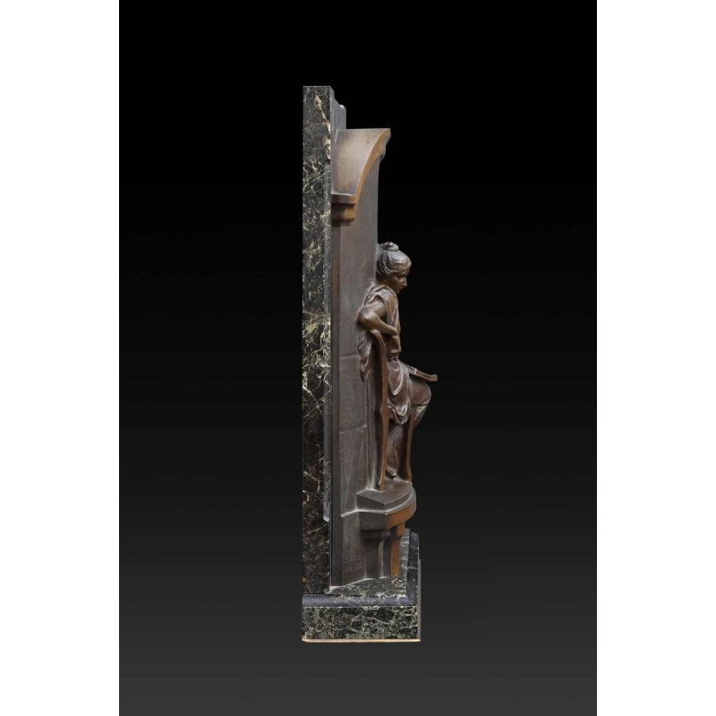 Louis-Ernest Barrias "La Liseuse", bronzen sculptuur, 19e eeuw