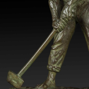 "Kleine Art Deco bronzen standbeeld 'De Hamer' van Victor Demanet (1895-1964):