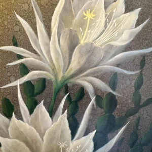 Jules PETIT « Cactusbloemen » schilderij olie op paneel