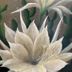 Jules PETIT « Cactusbloemen » schilderij olie op paneel