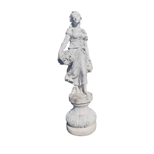 Garden sculpture Lady with grapes in reconstituted stone