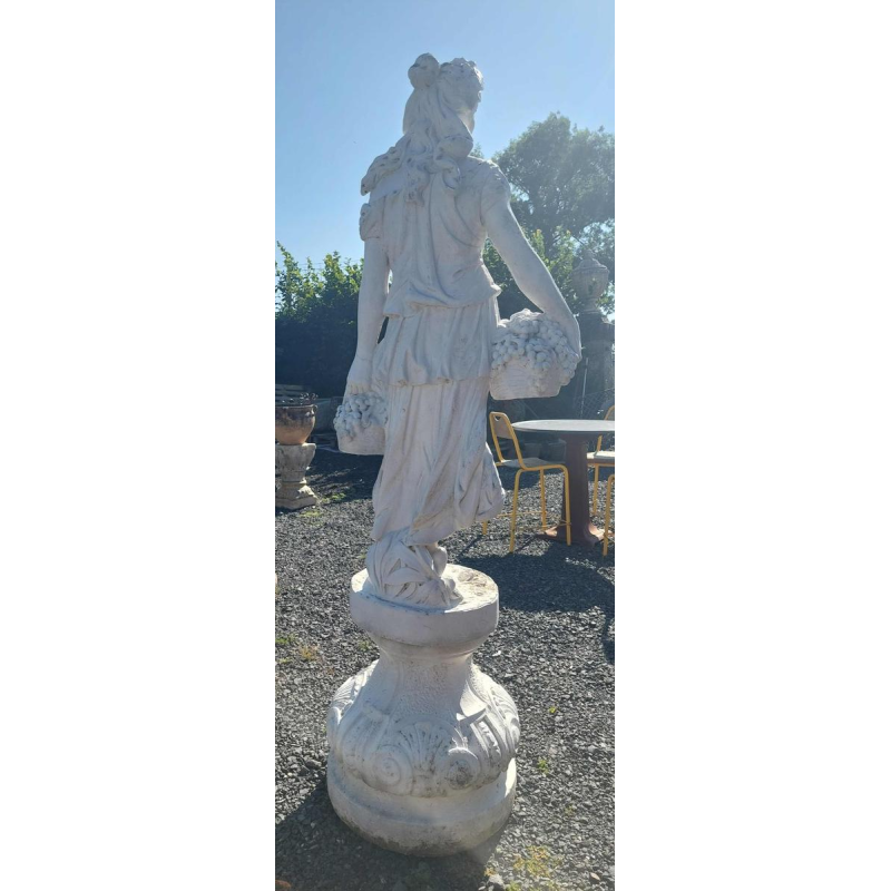 Garden sculpture Lady with grapes in reconstituted stone