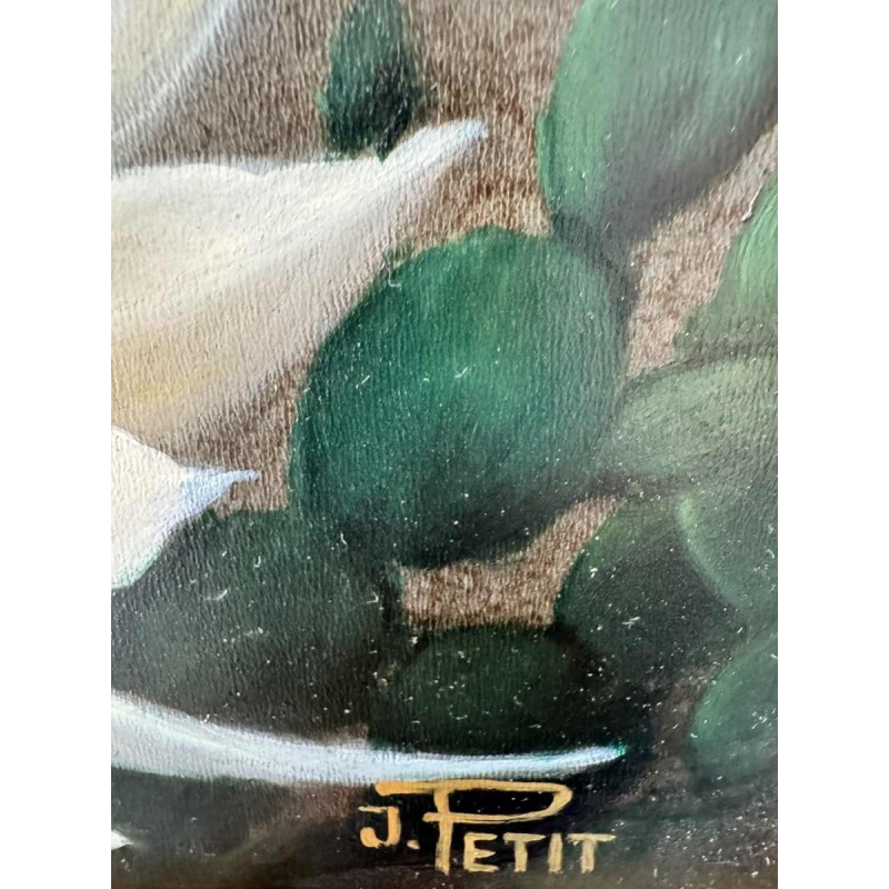 Jules PETIT « Cactusbloemen » schilderij olie op paneel