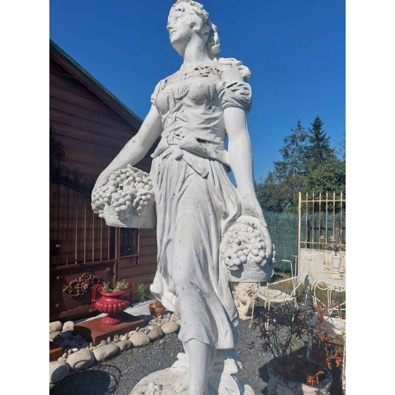 Garden sculpture Lady with grapes in reconstituted stone