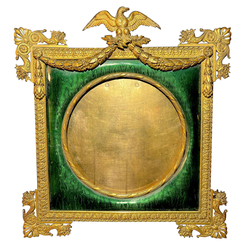 Cadre photo émaillé guilloché Empire, aigle impérial style House of Carl Fabergé